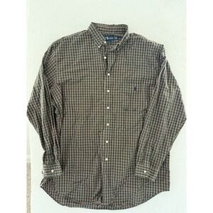 VTG Polo Ralph Lauren Shirt Mens XL Tall‎ XLT Green Red White Plaid Pocket Logo
